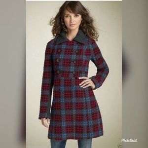 Free People Houndstooth Double Breasted Pea Coat